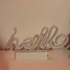 ‘hello’ white light up sign